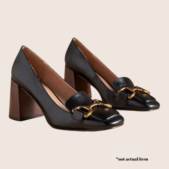 👠 ANTHRO BIBI LOU ZAGREB WOOD STACKED HEELS SIZE 41(US 10-10.5) BLACK - Picture 1 of 8